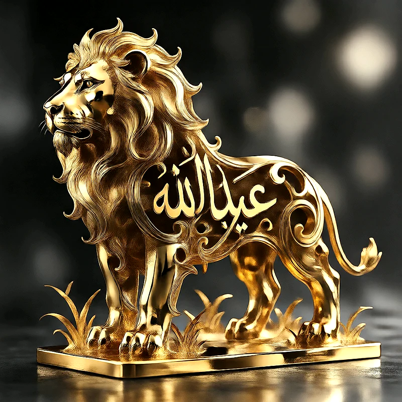 اسم عبدالله بتصميم أسد ذهبي يفيض هيبة وفخامة