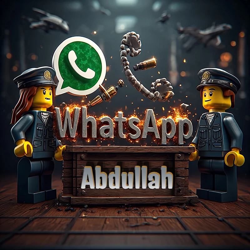 تصميم اسم عبدالله بأسلوب الليجو الحماسي لتطبيق واتساب