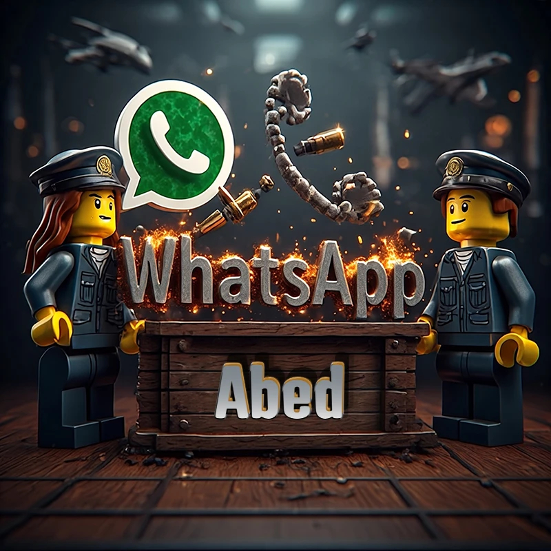 اسم عابد بتصميم ليجو ثلاثي الأبعاد وشعار واتساب ممتع